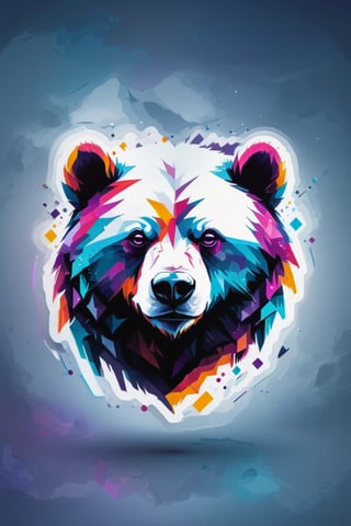 Geometric, minimalist, symmetrical, logo design of colorful bear .vector, white backgound --v 4, purple, pink, blue, light blue, red, light gray, metallic colors ,Leonardo Style,darkart,ghost person