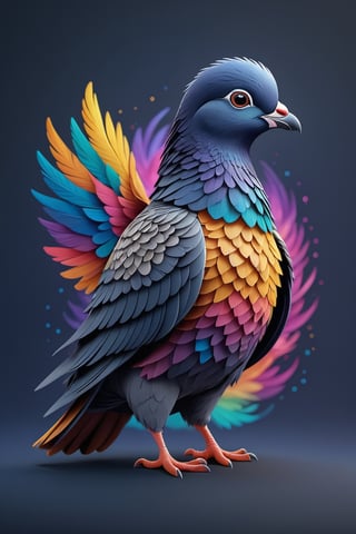 (full body) intricate coloring, vector graphic logo design of a pigeon, 3-6-9 pattern, art and mathematics fusion, high resolution, kawaii, cute, Elegant, subtle gradient, sophisticated, muted color scheme, hyper detailed, trending at artstation, sharp focus, studio photography, highly detailed, centered, bright color, solid dark background, made with adobe illustrator, movie still, Leonardo Style, 3d style ,3d style,photo r3al