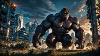 (Masterpiece:1.5), (Best quality:1.5), Cyberpunk style, full body, A towering Snake, amidst a ruined city, bellows in fury. The massive creature, its scales a shimmering silver, muscles rippling beneath its majestic form, stands as a symbol of primal power and untamed beauty. This remarkable image is a digitally enhanced photograph, capturing every intricate detail with stunning clarity and depth. The backdrop of crumbling buildings and twisted metal only serves to enhance the gorilla's imposing presence, making it a truly unforgettable sight. With each pixel meticulously crafted, this image exudes a sense of awe and wonder, leaving viewers breathless in the face of such magnificence, King Kong,Magic Forest