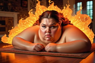 (((masterpiece))), ((very fat woman with her head on fire and huge flames are shooting from her head)), complex 3d render, intricate reflections, ultra-detailed, HDR, Hyperrealism, Panasonic Lumix s pro 50mm, 8K, octane rendering, raytracing, (((professional photography))), high definition, photorealism, hyper-realistic, bokeh, depth of field, dynamically backlit, studio, vibrant details, ((professional Color grading)), photorealistic ,aw0k euphoric style,more detail XL