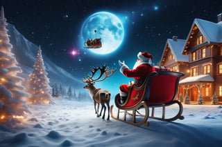 (((masterpiece))), (((Santa Claus Waving Goodbye To 2023 while flying away in his sleigh pulled by 10 reindeer into the star cast night))), it is a beautiful night with comets in the sky and colorful stars twinkling in the background, complex 3d render, intricate reflections, ultra-detailed, HDR, Hyperrealism, Panasonic Lumix s pro 50mm, 8K, octane rendering, raytracing, (((professional photography))), high definition, photorealism, hyper-realistic, bokeh, depth of field, dynamically backlit, studio, vibrant details, ((professional Color grading)), photorealistic , monster,,,monsterdiversity"