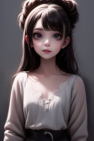 masterpiece, best quality, creepy art, horror style, a loli gothic girl, smokey eyes makeup