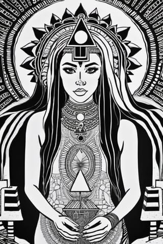 egyptian art, ankh, pyramid, djed, kundalini energy, illustration, black and white, clean, line art, fractal art, sacred geometry, black and white, adult black and white coloring book style, 432hz cymatics, kemet, african
,Leonardo Style,aw0k straightsylum,vector art,SteelHeartQuiron character