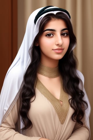 Arab girl with long wavy hair