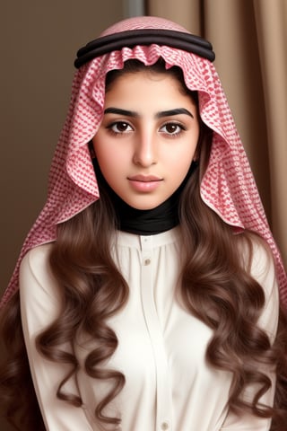 Arab girl with long wavy hair