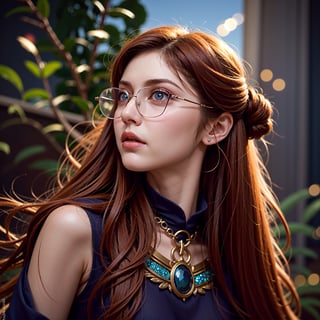 glasses, fairy extra big blue eyes, photograph, androgynous hunnuman, oval jaw, delicate features, beautiful face, normal boobs, ,arshadArt,LuxuriousWheelsCostume,