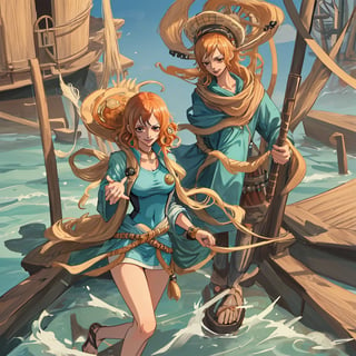 One piece one beautiful young woman nami in the crew style of clothes for Viking 