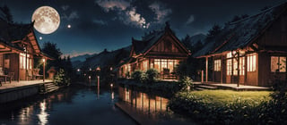 ((beautiful Wallpaper of the view of a field with a traditional small house in it and a person and a shed and river and lake)), ((night)), (((sky full star and a moon:1))), Landscape, Bangsian fantasy, sumatraism, pexels, pinterest, stock photo, shutterstock, picture, behance, tilt shift photo, jigsaw puzzle, ecological art, Cheong Soo Pieng, kouan, regionalism, syunkarow, Solarpunk, Solarpunk, microscopic photo, Tan Ting-pho, environmental art, color field, Yann Arthus-Bertrand, Basawan, Gong'an, Bichitr, Parable, Architectural, horishiki, over-rice, mura-mura, unsplash, Triangulation, Food Art