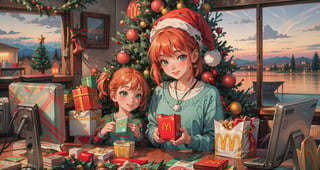 Happy family, meal, McD, 🍟, 🎄, 🎁, ❄️ by cowart 