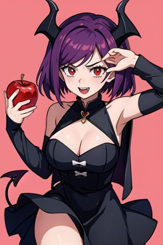 Anime girl in a devil costume holding a red apple, anime demon girl, Anime girl wearing a black dress, vampire girl, demon girl, gothic maiden anime girl, beautiful vampire queen, Succubus in a tight short dress, vampire fashion, 17-year-old gothic anime girl, Gapmoe Yandere Grimdark, Cute Succubus, anime monster girl, female vampire knight.