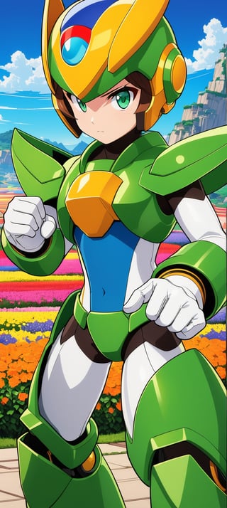 alone, aining at viewer, gloves, 1 boy, mouth closed, green eyes, full body, long hair, blonde, male focus, white gloves, helmet, serious, android, zero \(mega man\), shoulder_armor, front, exa_wings, (green_armored), general, luxury, fire, style Akira Kitamura design, perfect lines, perfect details, perfect lines, hyper detailed, official style, cartoon,




Perfect proportions, Strong brightness, intricate details, vibrant colors, detailed shadows, perfect borders,

PNG image format, sharp lines and borders, solid blocks of colors, over 300ppp dots per inch, (anime:1.9), 2D, High definition RAW color professional photos, photo, masterpiece, ProRAW, high contrast, digital art trending on Artstation ultra high definition detailed anime, detailed, hyper detailed, best quality, ultra high res, high resolution, detailed, sharp re, lens rich colors, ultra sharp, (sharpness, definition and photographic precision), (blur background, clean and uncluttered visual aesthetics, sense of depth and dimension, professional and polished look of the image), work of beauty and complexity. (aesthetic + beautiful + harmonic:1.5), (ultra detailed background, ultra detailed scenery, ultra detailed landscape:1.5),
fidelity and precision,
minute detail, clean image, exact image, polished shading, detailed shading, polychromatic tonal scale, wide tonal scale,Anime