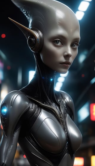 A cinematic shot of a (((1alien-Zeta Reticulai:1.9))), ufo, sci-fi, (grey_skin:1.9), perfect chrome armor suit, perfect face, perfect black big eyes, perfect long arms, perfect hands, perfect long legs, wearing an intricate details, futuristic_city_background, (((full_perfect_symmetrical_body:1.9))).

 PNG image format, sharp lines and borders, solid blocks of colors, over 300ppp dots per inch, 32k ultra high definition, 530MP, Fujifilm XT3, cinematographic, (anime:1.6), 4D, High definition RAW color professional photos, photo, masterpiece, realistic, ProRAW, realism, photorealism, high contrast, digital art trending on Artstation ultra high definition detailed realistic, detailed, skin texture, hyper detailed, realistic skin texture, facial features, armature, best quality, ultra high res, high resolution, detailed, raw photo, sharp re, lens rich colors hyper realistic lifelike texture dramatic lighting unrealengine trending, ultra sharp,Realistic