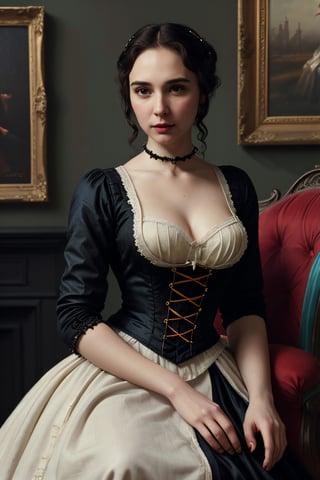 a painting of a maid, Artstation, gothic art, in victorian aristocrat, extremely detailed artgerm, avantgarde 4k wallpaper, wearing 1860s era clothes, guweiz, sexy painting of gal gadot, lolita, female face and bust, formal attire, dressed in a lacy, vintage - w 1 0 2 4