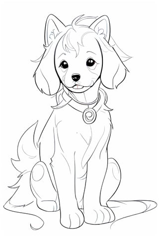 coloring page of a cute puppy. use clean lines and leave plenty of white space for coloring. simple line art.one line art. clean and minimalistic line.