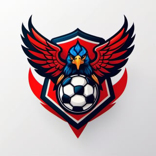 logo of a soccer ball and a red eagle as a mascot, Leonardo Style,oni style, illustration, 