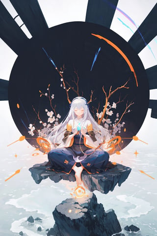 (masterpiece:1.4),(highres,high quality:1.4),(ultra detailed:1.2),Utilize the power of Ultra 8K Graphics to create a breathtaking scene of the Neuron Style Meditation girl in a serene meditative pose, surrounded by a vivid cosmic backdrop. Let the AI algorithm infuse the artwork with the harmonious flow of chakra energies, radiating her connection to the Universe's boundless serenity,candystyle