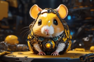 a beautiful portrait of a cute cyberpunk hamster 
by sandra chevrier and greg rutkowski and wlop, 
orange and yellow color scheme, 
high key lighting, volumetric light, digital art, highly detailed, fine detail, intricate, ornate, complex, octane render, unreal engine, photorealistic , 3D