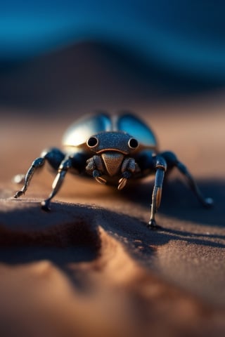 mechanic metal bug, silver screw heads, camera eye, delicate wings, metal proboscis, gold specs, driftwood, plain desert, shot from above, single dew drops, dark blue night sky, (masterpiece, best quality:1.4), (extremely detailed, 8k, uhd), cinematic shot, natural lighting, ultra highres, vibrant rich colors, (beautiful, aesthetic, perfect, delicate, complex:1.2), (sharp focus:1.3), flowing petals, intricate details, (depth of field, bokeh), award winning photography, detailed background, volumetric fx, photorealism, hyper-detailed