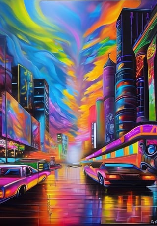 Time lapse oil painting super large || vivid colors " neon dreams"