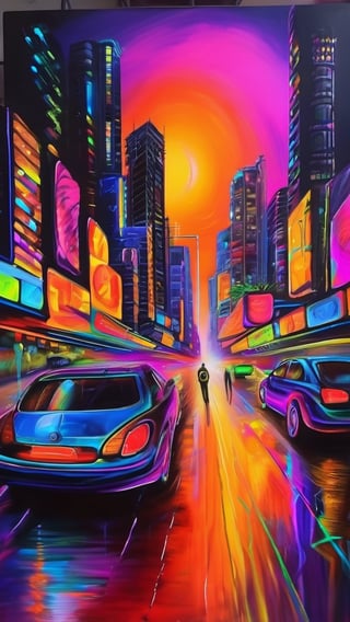 Time lapse oil painting super large || vivid colors " neon dreams"