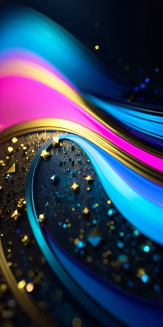 close up angal ((on the air )) , ((gold neon pink blue flex ) , detailed focus, deep bokeh, beautiful, dreamy colors, black dark cosmic background. Visually delightful ,3D,more detail XL ,more detail XL