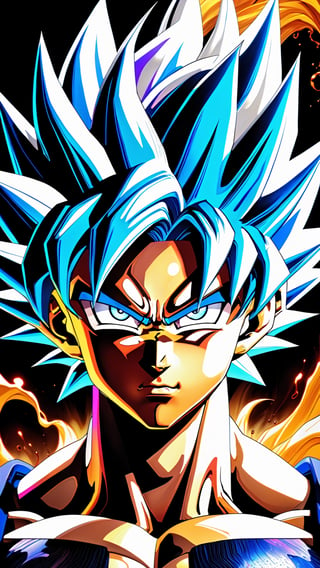 Goku ultra instinct, dbz style, jjba style, death note style, ultra detailed artistic abstract photography of liquid lust, detailed captivating eyes on molten statue, asymmetrical, gooey liquid hair, color exploding lips, highly refractive skin, Digital painting, colorful, volumetric lighting, 8k, by Cyril Rolando, by artgerm, Trending on Artstation, 16k resolution, 300 dpi, 600 dpi, 4k, Contest winner, High definition, detailed, realistic, 8k uhd, high quality