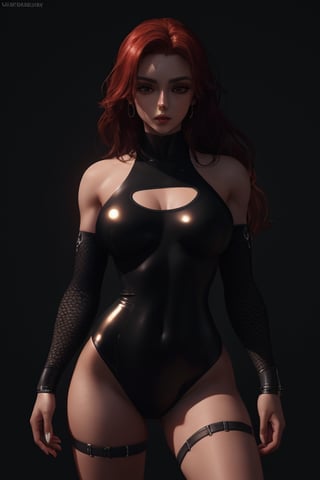 masterpiece,best quality,(photorealistic:1.4),redhead, (ultra detailed:1.3),masterpiece,unity 8k wallpaper,1girl, Bodysuit with a Mini Skirt