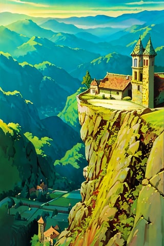 4k natural scenery, 

hamlet on the edge of the mountain, 

by larry elmore, 

castle, 

intricate, 

incredibly beautiful