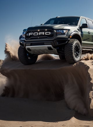 stuning black bold outline photo of a powerful and impressive camouflage ford raptor 4x4