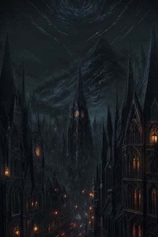 Dark_Mediaval, night, city, detailed, masterpiece