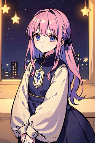 (masterpiece), (best quality), (highly detailed), 1girl, solo, greek clothes, galaxy, purple_hair, blue_hair, starry_eyes, starry_night, starry_sky, stars, star, very_long_hair,