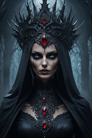 dark fantasy theme, mystical, zoomed, Dark theme, underworld theme, deviant art masterpiece. A dark queen no clothes, crimson eyes, grey hair, dark dress, dark tattoos, colour grading, dark illustration, extreme quality, extremely detailed, ultra-detailed face, ultra hd 8k, dark lightning, concept art portrait by Greg Rutkowski, artgerm, hyperdetailed, intricately detailed gothic art, triadic colours, fantastical, intricate detail, splash screen, complementary colours, fantasy concept art, 8k resolution, oil painting, heavy strokes, soft lighting, film photography, analogue photography, film grain, Anna Dittmann, hyperrealism, oil dripping