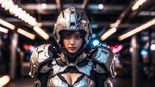 Super Sexy Superheroines, ultra-detailed, 
((High resolution)),((high detailed)), cowboy shot, photorealistic, masterpiece, official art, space battlefield background, blur backgound, raw photo, best quality, 8k resolution, 
sole_female, character focus, 24 years old, black hair, short hair, futuristic military armor, futuristic military armory girl, Sexy futuristic military armor suit, holding futuristic military gun, neon light futuristic military suit, beautiful eyes, (delicate face), perfect detail, perfect feet, sexy legs, medium breast, lots of exposed skin, full body, prepare to combat, ((futuristic full face helmet)), cleavage cutout, torn clothing, torn armor, ripped armor, damaged armor, dirty armor, wounded face, dirty face,
cinematic lighting, dark studio, ((hyper detailed face)),((hyper detailed eyes)),(((exposed thighs))), futuristic military armor, 
,mecha,perfecteyes