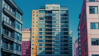 a modern appartment, from anime, 1990s building, with staircase, ghibli style