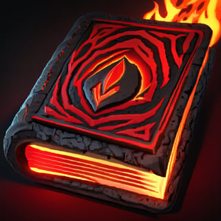 ((masterpiece,best quality)),   red book, glowing, fire symbol, magma, lava, black rock, hyperdetailed painting,  luminism,  3d render,  octane render,  intricately detailed,  cinematic,  trending on artstation,  awesome full color,  