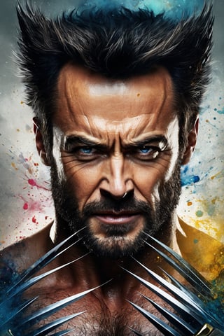 Fantasy Realism, mesmerizing HDR highly detailed, close-up digital art, portrait, three metal claws from knuckles, Hugh Jackman as Wolverine from X-Men, sharp focus, very stylish, chiaroscuro, highly detailed, high definition, hyperrealistic, illustration, seamlessly blending watercolor and alcohol ink elements, UHD, perfect curved line composition,  cinematic, bright lighting, intricate background with vibrant alcohol ink splatters, deep faded and muted triadic colors,  beyond the realm of reality, 32k,
 


Fantasy Realism, mesmerizing HDR highly detailed, close-up digital art, portrait, three metal claws from knuckles, Hugh Jackman as Wolverine from X-Men, sharp focus, very stylish, chiaroscuro, highly detailed, high definition, hyperrealistic, illustration, seamlessly blending watercolor and alcohol ink elements, UHD, perfect curved line composition,  cinematic, bright lighting, intricate background with vibrant alcohol ink splatters, deep faded and muted triadic colors,  beyond the realm of reality, 32k, by panchovilla. 
