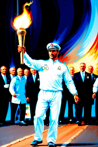 masterpiece, best quality, High detailed,  Paris Olympics, torch relay