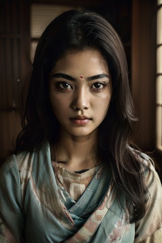 (masterpiece:1.2, best quality), 1lady, solo, full body, woman samurai warrior |clear detailed eyes, clear face, intricate details, cinematic lighting|,Indian