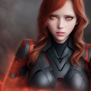 portrait photography shot of black widow, avengers, orange eyes, high detailed, hdr, hq, 4k ,long shot, full view