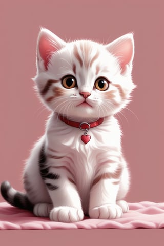 Cute baby cat wallpaper screenshot, in the style of light pink and red, drawing, comic art,Animal Verse Ultrarealistic ,ral-chrcrts,white 