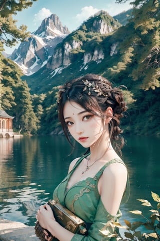 A snapshot of natural elegance, a young woman (immersed in scenic beauty:1.3) at the lake in the Summer Palace, (capturing the charm of the surroundings:1.4) as the lake, mountains, and architecture harmoniously blend. (Lakeside explorer:1.4), travel photography, (serene splendor:1.3), (harmonious scenery:1.4), (perfect balance:1.2) of nature and culture. (Painting-like captures:1.3), (revealing nature's allure:1.4), (showcasing cultural grace:1.3), (tranquil scenery:1.4), 8K resolution, sharp focus, (embracing the beauty of the scene:1.4).