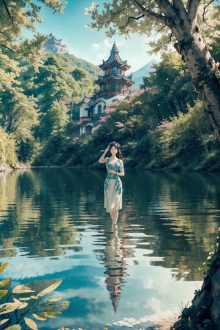 A moment of (natural serenity:1.3), a young woman savoring the beauty of the lake in the Summer Palace, (captivated by the picturesque landscape:1.4). (Scenic observer:1.4), documentary-style photography, (capturing nature's elegance:1.3), (harmonious architectural blend:1.4), (perfect fusion:1.2) of tranquility and grace. (Painting-like scenery:1.3), (reflecting natural beauty:1.4), (embracing cultural charm:1.3), Unreal Engine 5, hyperrealistic, (immersed in scenic delights:1.4).