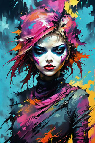 nswf girl, expressionist Darkfall Sandman, speed paint, digital ninja, glitch style, detailed, dynamic, raw, emotional, dynamic, distortion for emotional effect, vibrant, use of unusual colors, detailed