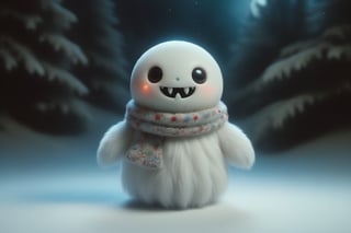 a cute chibi ghost snowman, sexy, mountain, moon, stars, valley, gnarly pine trees,xxmixgirl,ral-chrcrts,ghost person