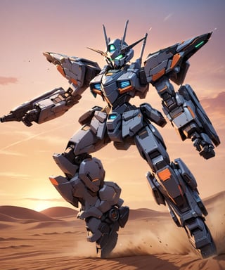 Masterpiece, anime style, 4K, ultra detailed, ((solo)), full body, sexy warrior girl with big detailed eyes, riding transformer  tank in desert, sunset, high speed motion, futuristic, more detail XL, SFW,dal, female TR mecha style