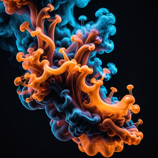 Liquid and Smoke, Dark Backdrop, Wallpaper. ral-barriertapetranslucent, Macro photo of neon glowing organic shaped liquid smoke. Technology backdrop