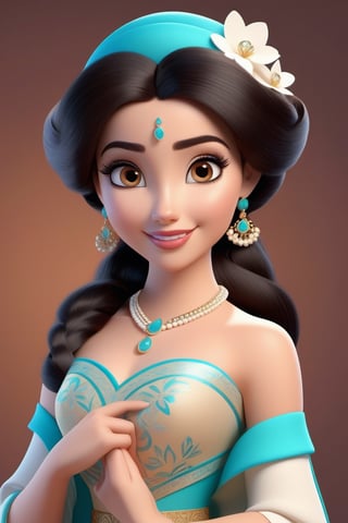 Adorable 3D Character, Jasmine \(Disney character\), 3D render, adorable character, 3D art