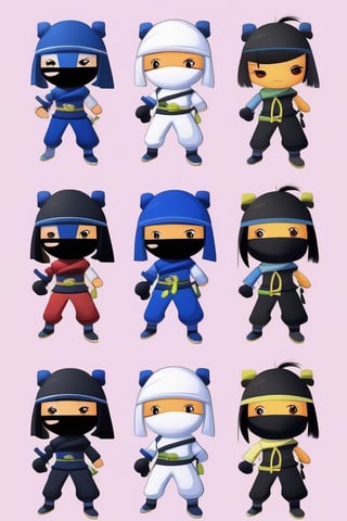 TenTen will be a logo and a mascot for a company that have a txt2txt and img2img engine using AI, maybe of a cute ninja girl, use simple shapes with few colors as befits a logo