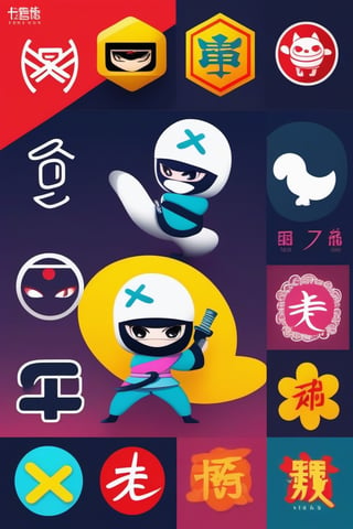 TenTen will be a logo and a mascot for a company that have a txt2txt and img2img engine using AI, maybe of a cute ninja girl, use simple shapes with few colors as befits a logo