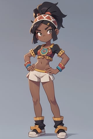 2.5D, an short aztec girl, perfect body, full body, black skin
 

